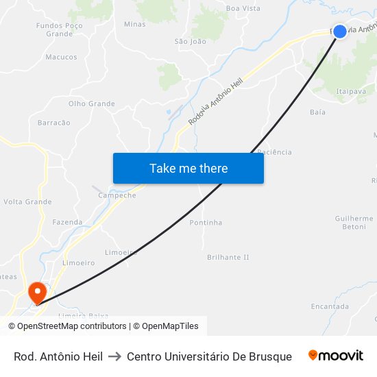 Rod. Antônio Heil to Centro Universitário De Brusque map
