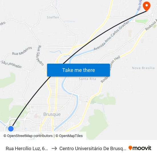 Rua Hercílio Luz, 659 to Centro Universitário De Brusque map
