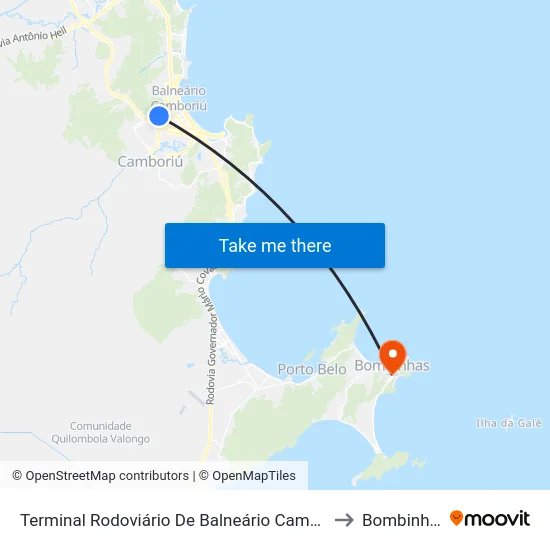 Terminal Rodoviário De Balneário Camboriú to Bombinhas map
