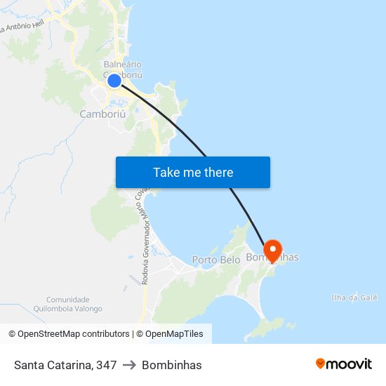 Santa Catarina, 347 to Bombinhas map