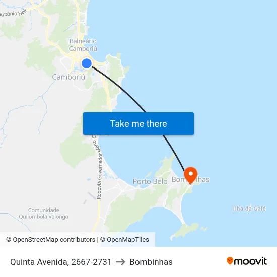 Quinta Avenida, 2667-2731 to Bombinhas map