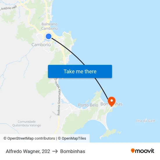 Alfredo Wagner, 202 to Bombinhas map