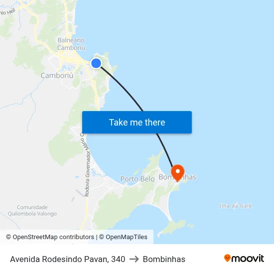 Avenida Rodesindo Pavan, 340 to Bombinhas map