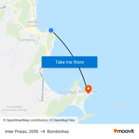 Inter Praias, 2050 to Bombinhas map