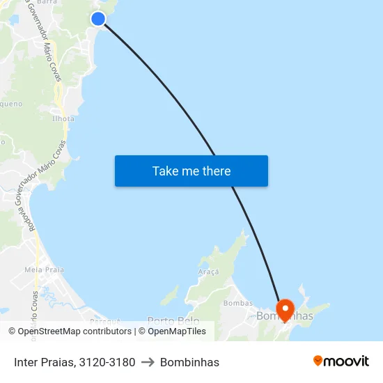 Inter Praias, 3120-3180 to Bombinhas map