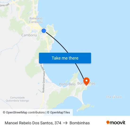 Manoel Rebelo Dos Santos, 374 to Bombinhas map