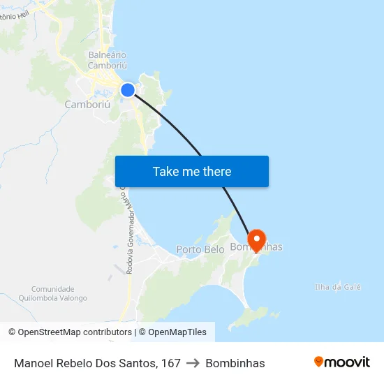 Manoel Rebelo Dos Santos, 167 to Bombinhas map