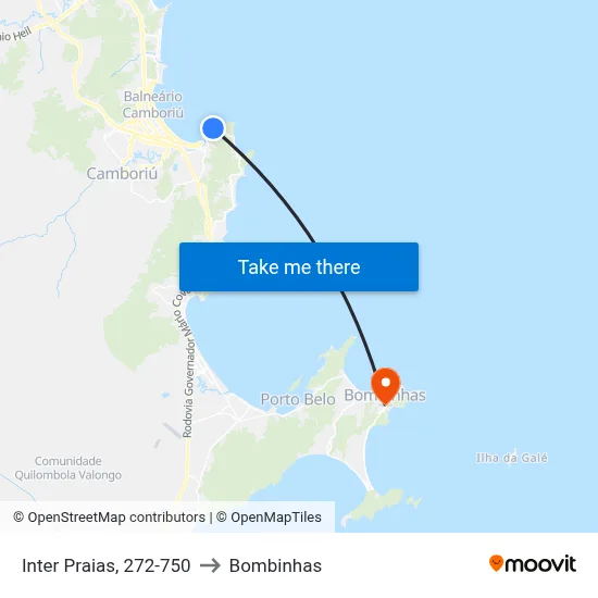Inter Praias, 272-750 to Bombinhas map