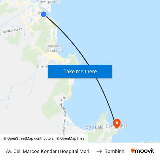 Av. Cel. Marcos Konder (Hospital Marieta) to Bombinhas map