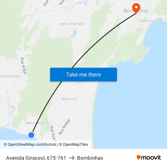 Avenida Girassol, 675-761 to Bombinhas map