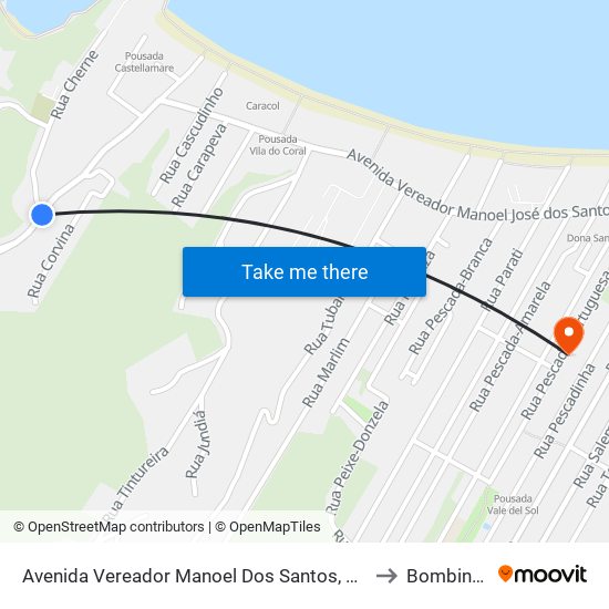 Avenida Vereador Manoel Dos Santos, 416-484 to Bombinhas map