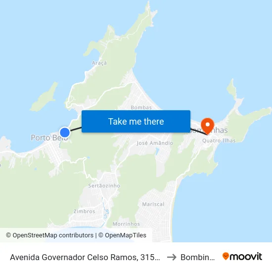 Avenida Governador Celso Ramos, 3158-3160 to Bombinhas map