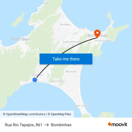 Rua Rio Tapajós, 861 to Bombinhas map