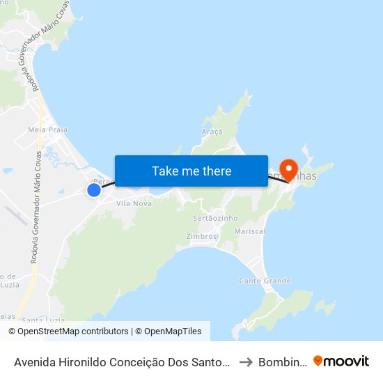 Avenida Hironildo Conceição Dos Santos, 717-895 to Bombinhas map
