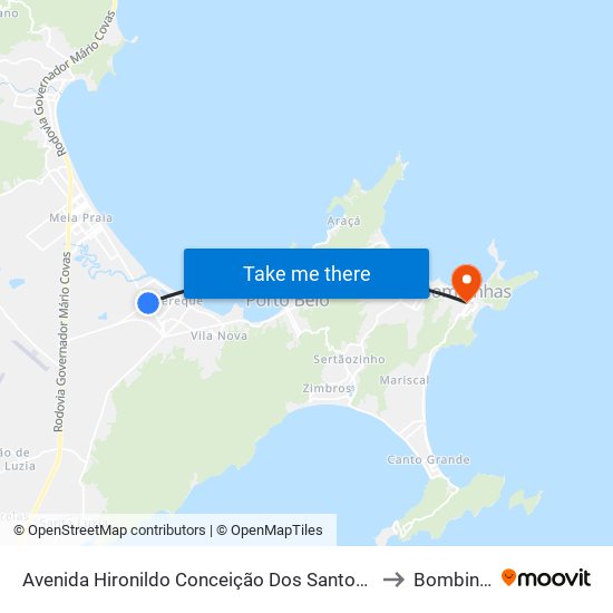 Avenida Hironildo Conceição Dos Santos, 803-861 to Bombinhas map