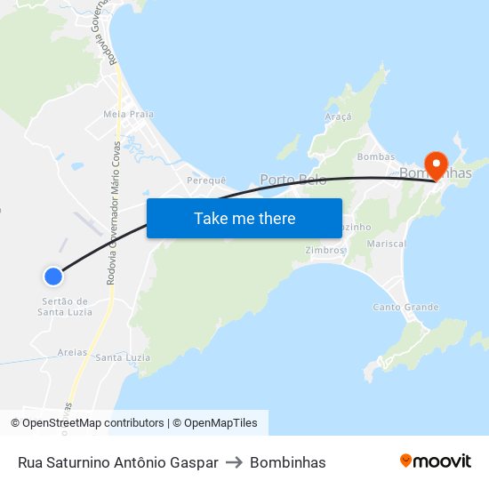 Rua Saturnino Antônio Gaspar to Bombinhas map