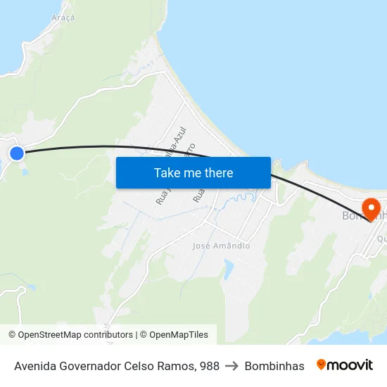 Avenida Governador Celso Ramos, 988 to Bombinhas map