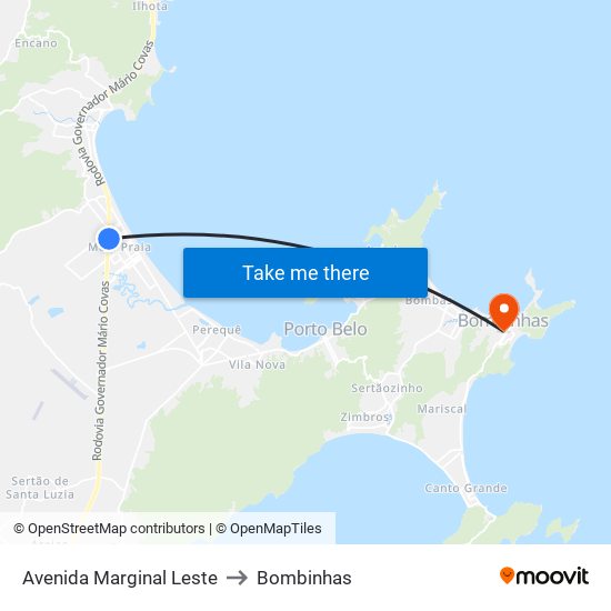 Avenida Marginal Leste to Bombinhas map