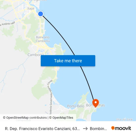 R. Dep. Francisco Evaristo Canziani, 633-809 to Bombinhas map