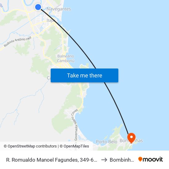 R. Romualdo Manoel Fagundes, 349-625 to Bombinhas map