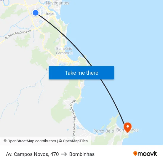 Av. Campos Novos, 470 to Bombinhas map