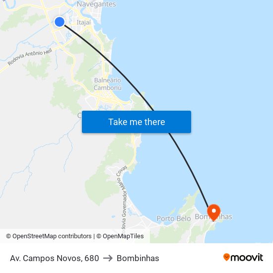 Av. Campos Novos, 680 to Bombinhas map