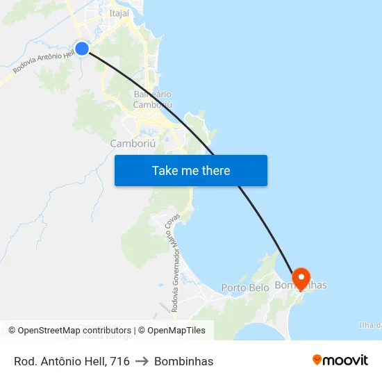 Rod. Antônio Hell, 716 to Bombinhas map