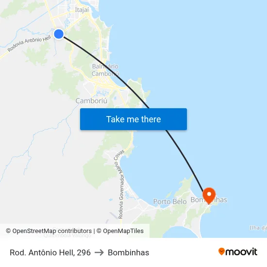 Rod. Antônio Hell, 296 to Bombinhas map