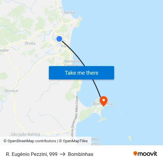 R. Eugênio Pezzini, 999 to Bombinhas map
