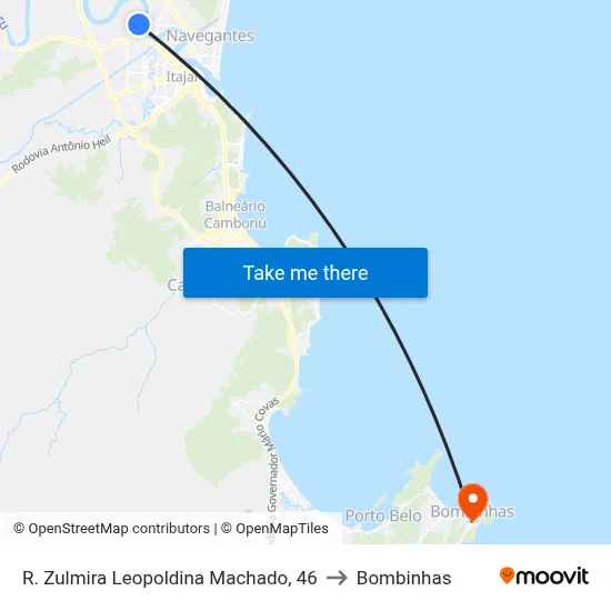 R. Zulmira Leopoldina Machado, 46 to Bombinhas map
