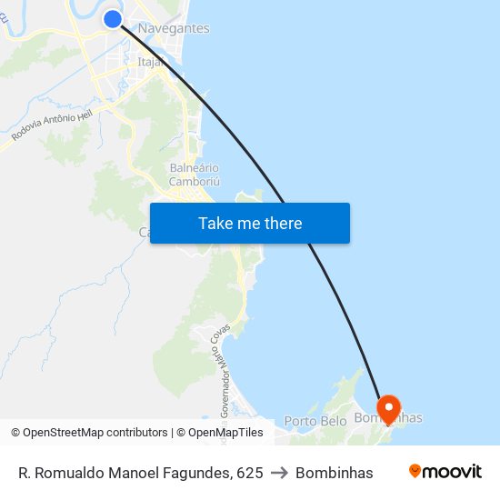 R. Romualdo Manoel Fagundes, 625 to Bombinhas map