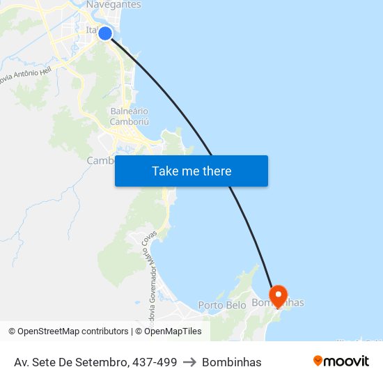 Av. Sete De Setembro, 437-499 to Bombinhas map