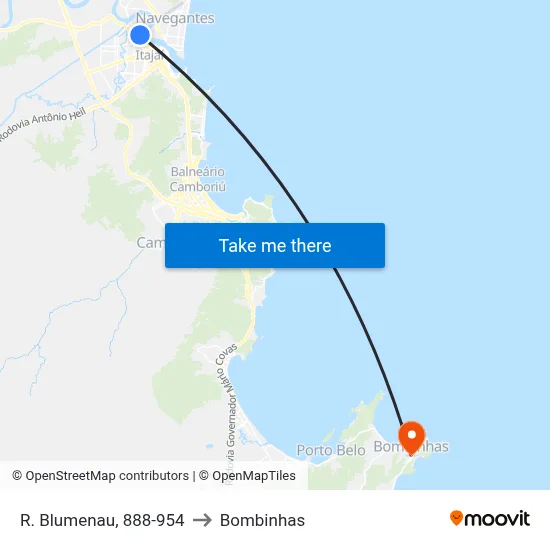 R. Blumenau, 888-954 to Bombinhas map