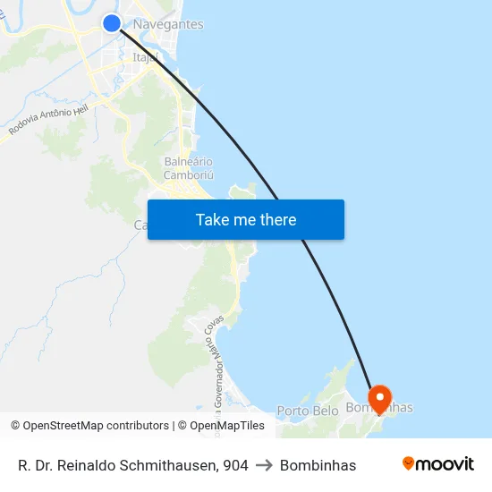 R. Dr. Reinaldo Schmithausen, 904 to Bombinhas map