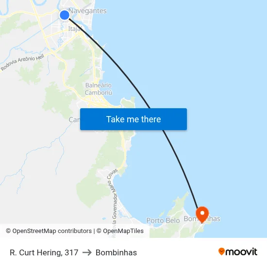 R. Curt Hering, 317 to Bombinhas map