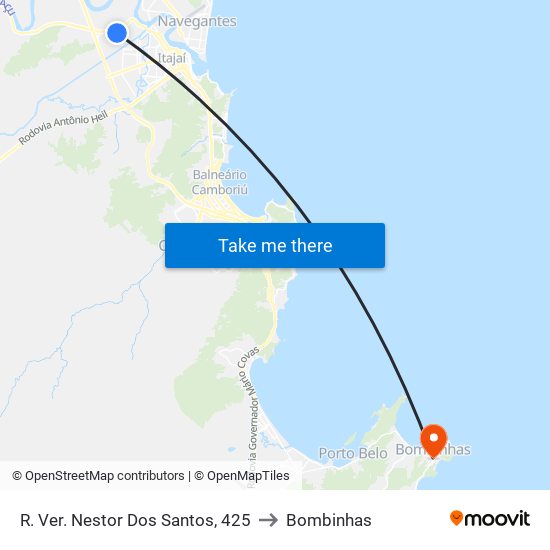 R. Ver. Nestor Dos Santos, 425 to Bombinhas map