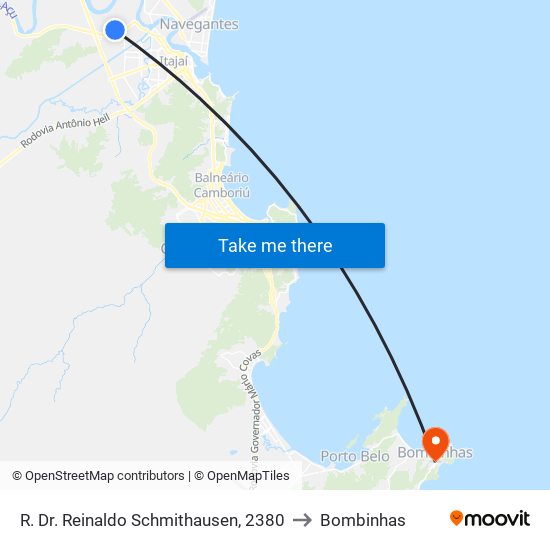 R. Dr. Reinaldo Schmithausen, 2380 to Bombinhas map