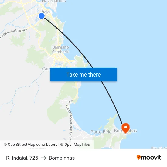 R. Indaial, 725 to Bombinhas map