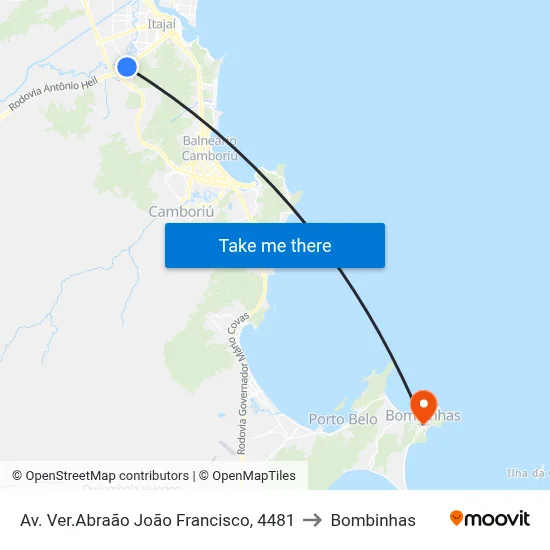 Av. Ver.Abraão João Francisco, 4481 to Bombinhas map