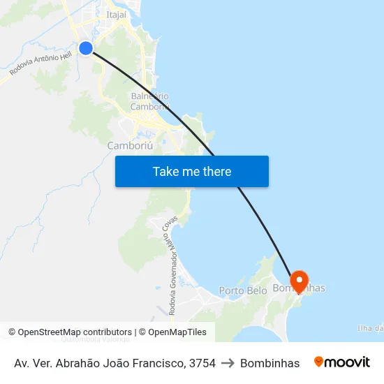 Av. Ver.  Abrahão João Francisco, 3754 to Bombinhas map