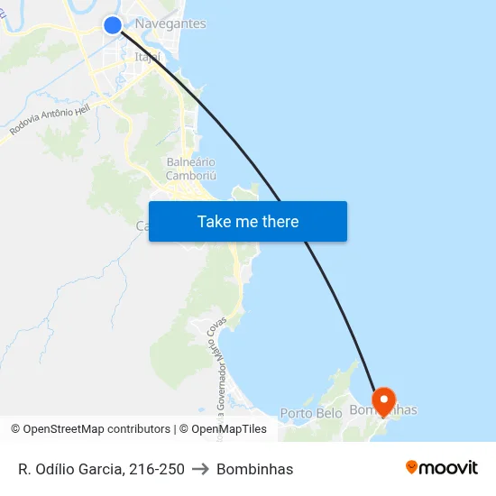 R. Odílio Garcia, 216-250 to Bombinhas map