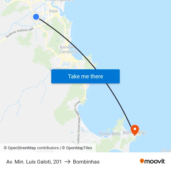 Av. Min. Luís Galoti, 201 to Bombinhas map