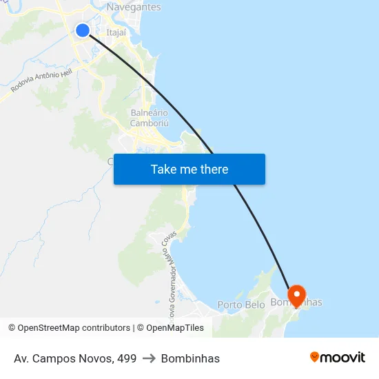 Av. Campos Novos, 499 to Bombinhas map