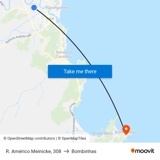 R. Américo Meinicke, 308 to Bombinhas map