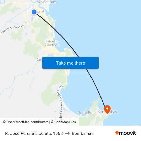 R. José Pereira Liberato, 1962 to Bombinhas map