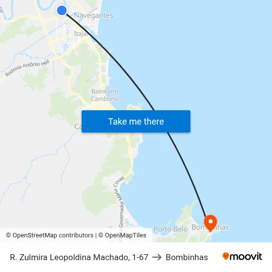 R. Zulmira Leopoldina Machado, 1-67 to Bombinhas map