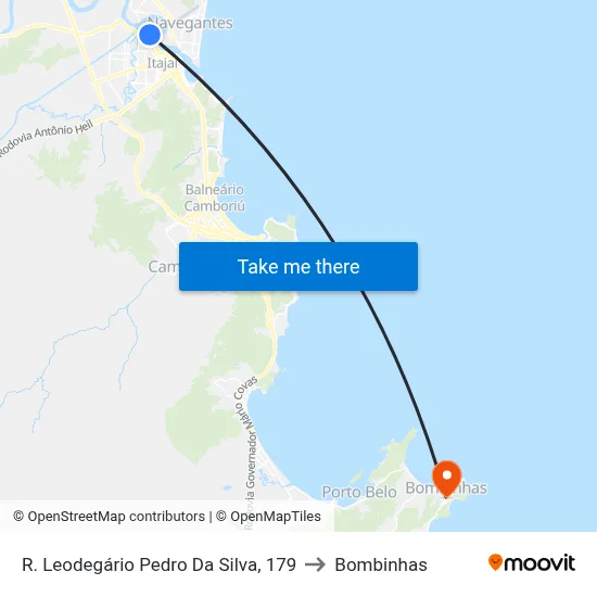 R. Leodegário Pedro Da Silva, 179 to Bombinhas map