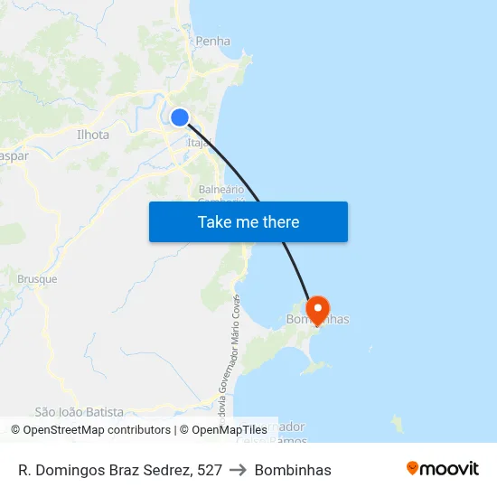R. Domingos Braz Sedrez, 527 to Bombinhas map