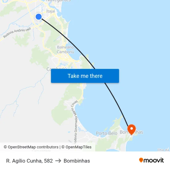 R. Agílio Cunha, 582 to Bombinhas map