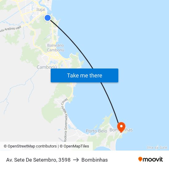 Av. Sete De Setembro, 3598 to Bombinhas map